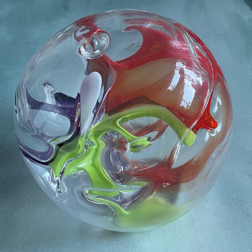 Peter Bramhall Glass Orb Sphere Art Signed by Artist 6/25/2004